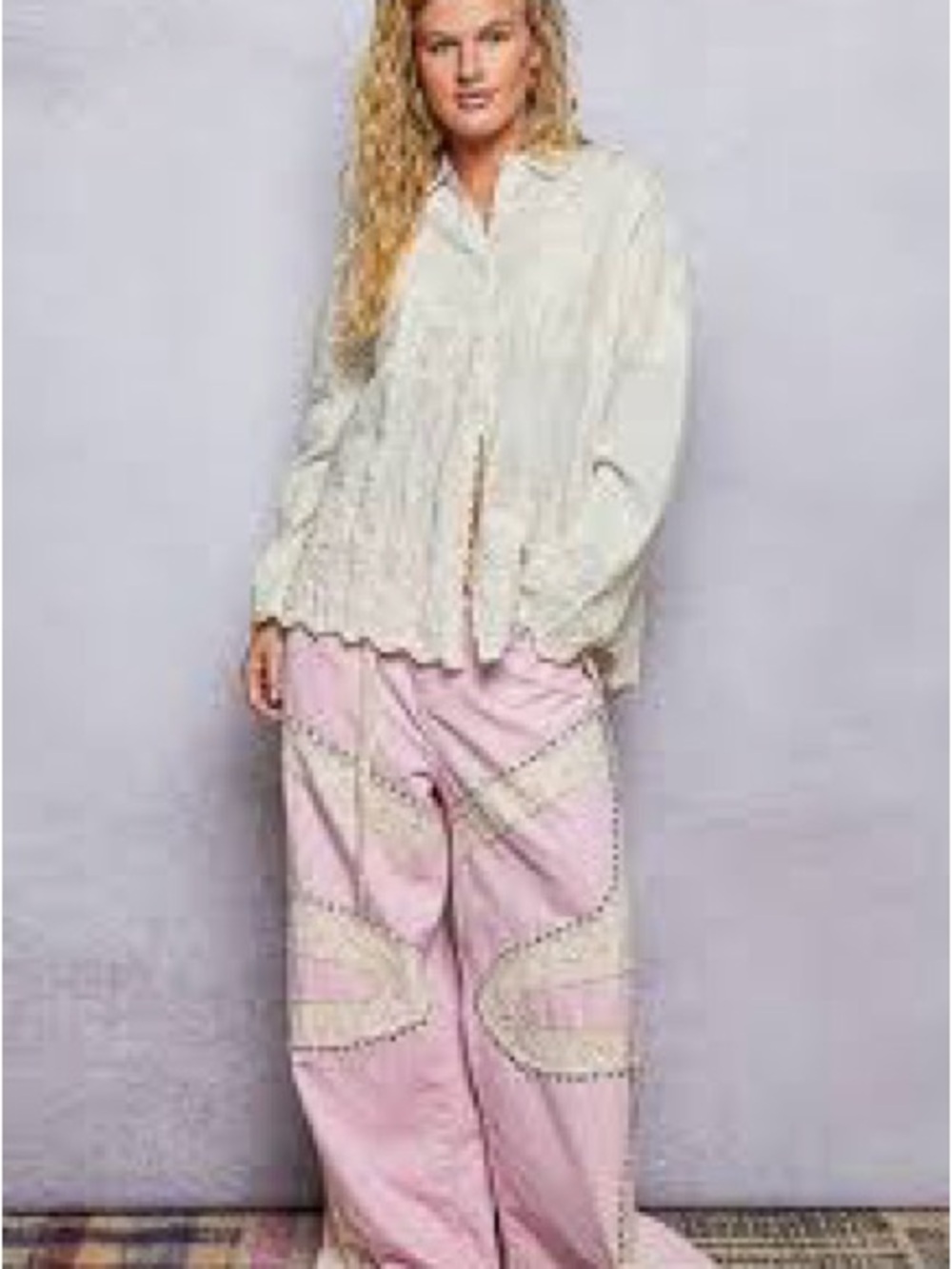 POL Long Sleeve Embroidered Scalloped Edge Shirt Top NIP - Picture 3 of 6